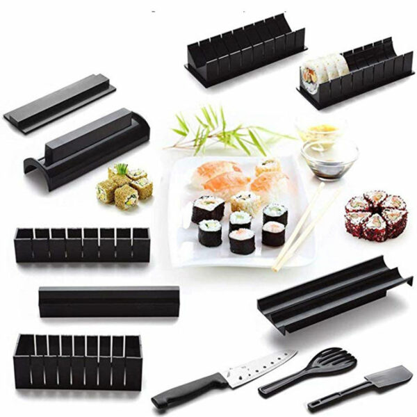 10 Pcs/Set Sushi Maker Equipment Kit DIY Sushi Roll Maker Set Rice Roll Mold for Kitchen Multifunction